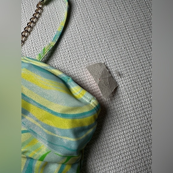 River Island Swimsuit Crop Top Bikini Retro 60’s Vibe Psychedelic Metallic 10 - Picture 6 of 11